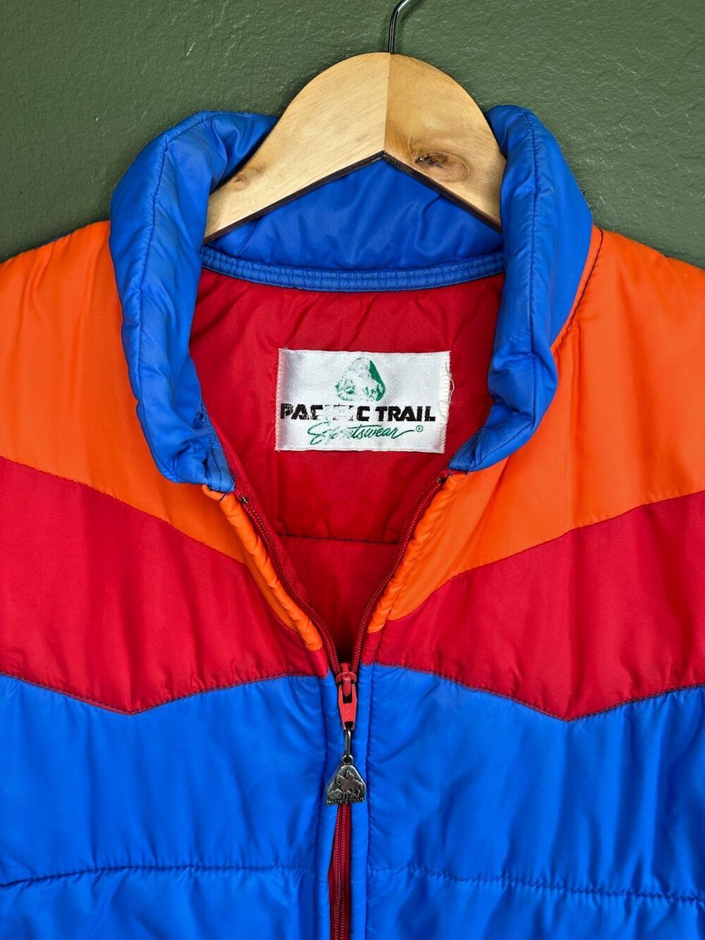 Vintage 70s Unisex Pacific Trail colorblock puffer vest small retro ski hike - Picture 2 of 8